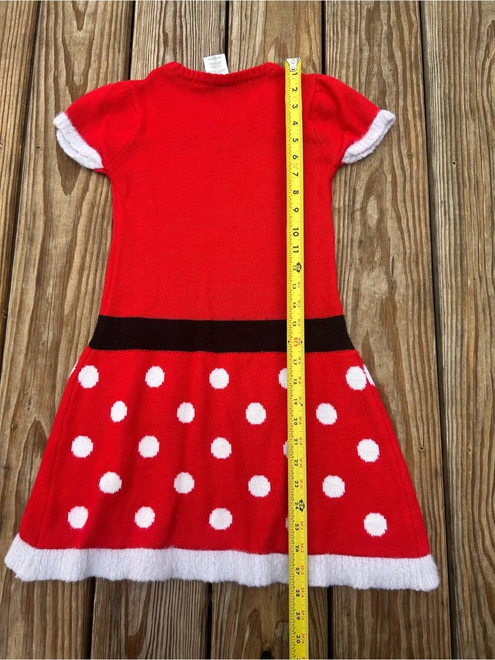 Girls 7/8 Medium Disney Minnie Mouse Polka Dot Sweater Dress HOLIDAY